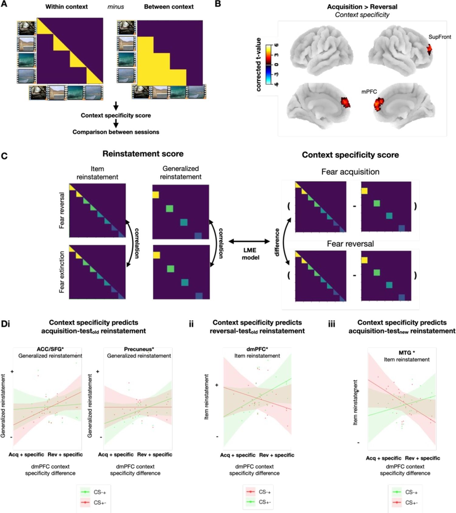 Figure 5. Context specificity during reversal and its role for reinstatement of fear memory traces.